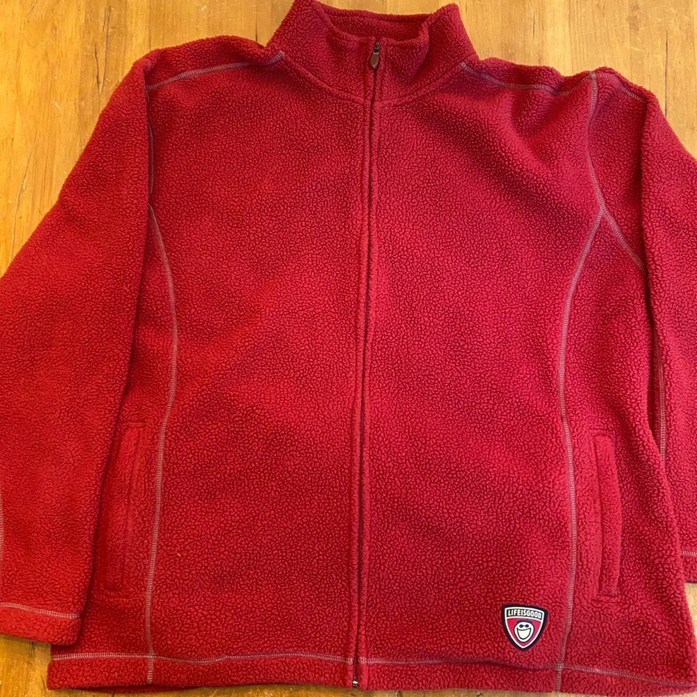 Life Is Good Zip Up Fleece Sweater XL